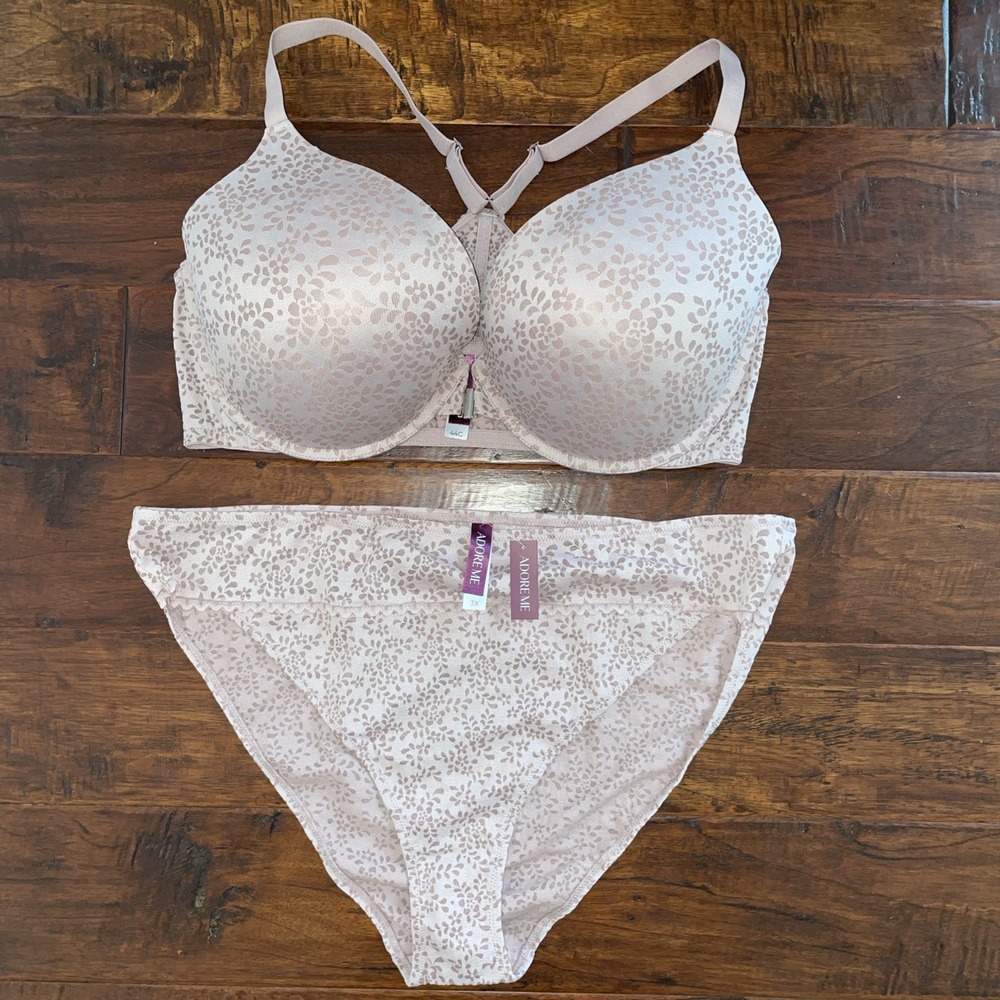 Adore Me Marcyas Push Up Bra Underwire Front Closure Mauve Size 44C Panties 3X